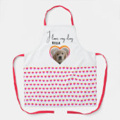 私は私の犬のハートパターンのペットの写真名が大好き エプロン (正面)