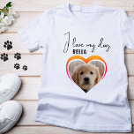 私は私の犬のハートペットの写真名が大好き Tシャツ<br><div class="desc">私は私の犬のハートペット写真名女性のTシャツが大好き。ハートの形をした写真。トレンディーのスクリプトの文字。写真と名前を追加する</div>