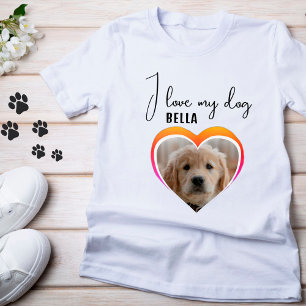 私は私の犬のハートペットの写真名が大好き Tシャツ
