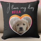 私は私の犬のハートペット写真名ブラック クッション