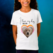 私は私の犬のハートペット写真名女の子 Tシャツ