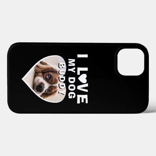 私は私の犬のハートペット名フォトブラックが大好き Case-Mate iPhoneケース (裏面 (横))