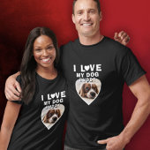 私は私の犬のハート写真ペットネームブラック Tシャツ