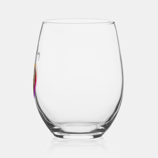 私は私の犬のハート写真ペット名が大好き ステムなしワイングラス (左)