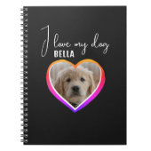 私は私の犬のハート写真ペット名が大好き ノートブック (正面)
