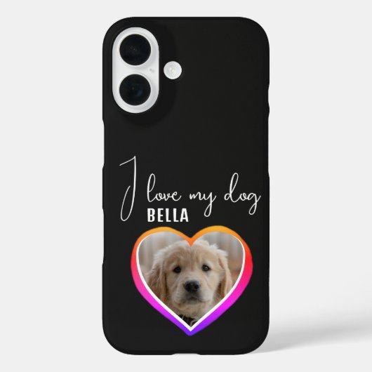 私は私の犬のハート写真ペット名が大好き Case-Mate iPhoneケース (裏面)
