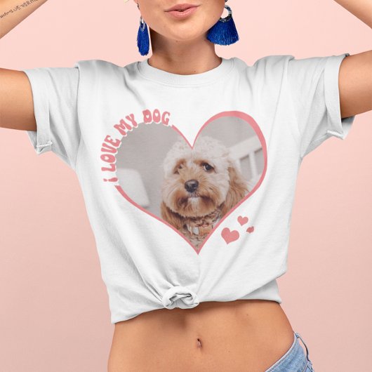 私は私の犬のハート写真ホワイト Tシャツ