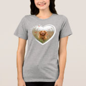 私は私の犬のハート写真Tシャツが大好き トライブレンドTシャツ (正面)