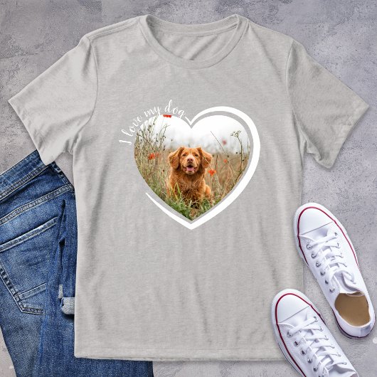 私は私の犬のハート写真Tシャツが大好き トライブレンドTシャツ