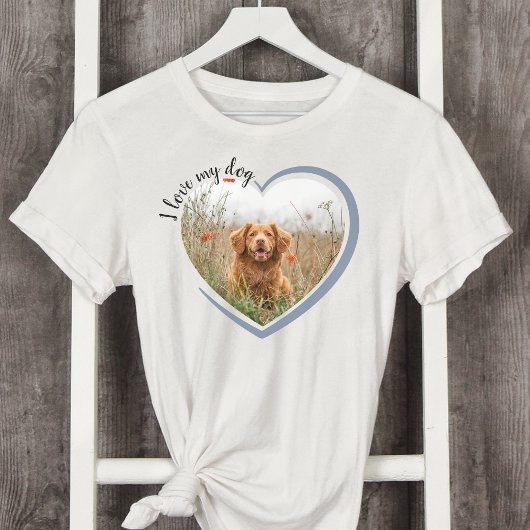 私は私の犬のハート写真Tシャツが大好き Tシャツ