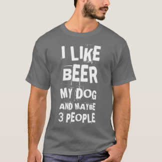 私は私の犬のビールが好きかもしれない3人のハンターおもしろい Tシャツ