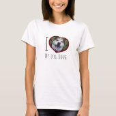 私は私の犬のペット名が大好カスタムき写真ハートTシャツ Tシャツ (正面)