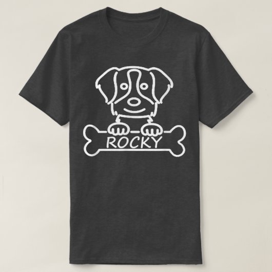 私は私の犬のロッキーかわいい子犬のTシャツが大好き Tシャツ (デザイン正面)