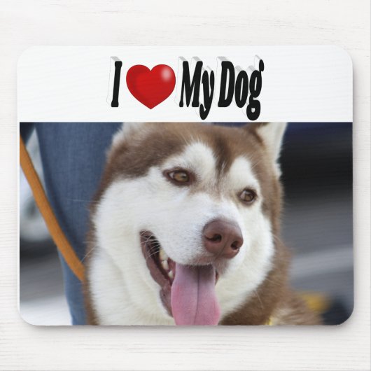 私は私の犬の写真が大好き マウスパッド (正面)