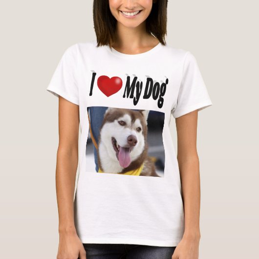 私は私の犬の写真が大好き Tシャツ (正面)
