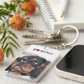 私は私の犬の写真が大好パーソナライズされたき キーホルダー (正面右)