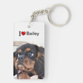 私は私の犬の写真が大好パーソナライズされたき キーホルダー (裏面)