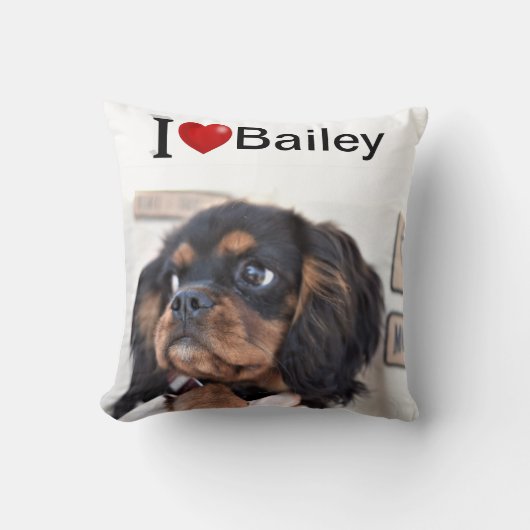 私は私の犬の写真が大好パーソナライズされたき クッション (正面)