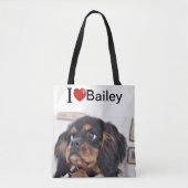 私は私の犬の写真が大好パーソナライズされたき トートバッグ (正面)