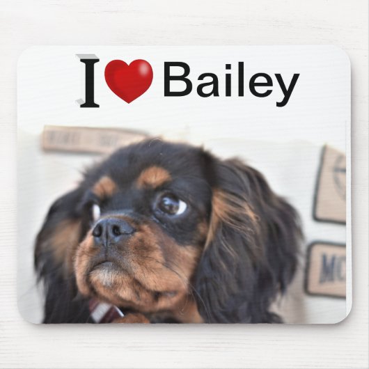 私は私の犬の写真が大好パーソナライズされたき マウスパッド (正面)