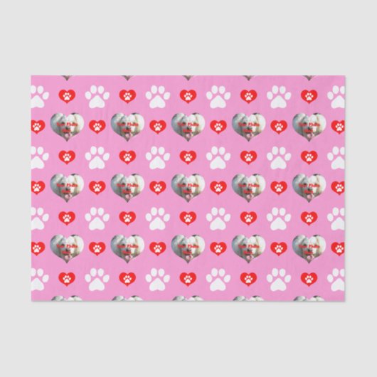 私は私の犬の写真パターカスタムンピンクが大好き 薄葉紙 (正面)
