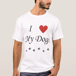 私は私の犬の文字とハートが大好き Tシャツ