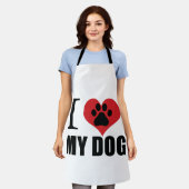 私は私の犬の装飾用クッションが大好き エプロン (着用した状態)