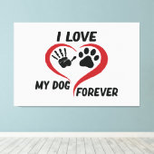 私は私の犬の装飾用クッションが大好き キャンバスプリント (インサイチュ (ウッドフロア))