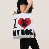私は私の犬の装飾用クッションが大好き トートバッグ (クローズアップ)