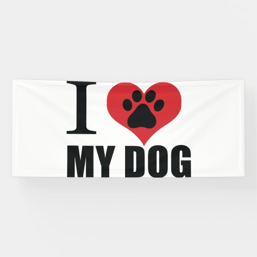 私は私の犬の装飾用クッションが大好き 横断幕 (横)