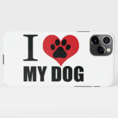 私は私の犬の装飾用クッションが大好き iPhoneケース (裏面横)