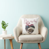 私は私の犬の赤いハート写真ペット名が大好き クッション (椅子)