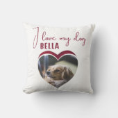 私は私の犬の赤いハート写真ペット名が大好き クッション (正面)