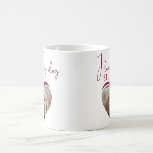 私は私の犬の赤いハート写真ペット名が大好き コーヒーマグカップ (中央)