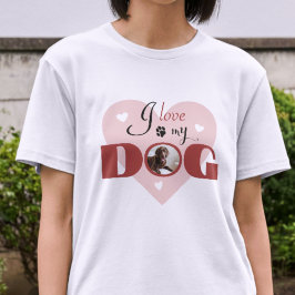 私は私の犬の赤ピンクの写真が大好パーソナライズされたき Tシャツ