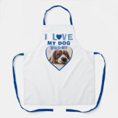 私は私の犬の青いハート写真ペット名が大好き エプロン (正面)