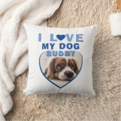 私は私の犬の青いハート写真ペット名が大好き クッション (ブランケット)