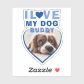 私は私の犬の青いハート写真ペット名が大好き シール (シート)