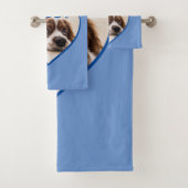 私は私の犬の青いハート写真ペット名が大好き バスタオルセット (インサイチュ)