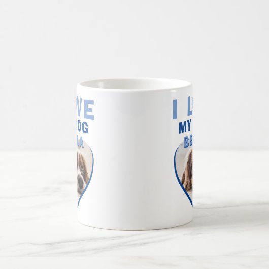 私は私の犬の青いハート写真犬の名前 コーヒーマグカップ (中央)