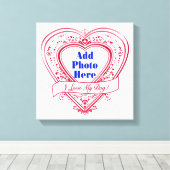 私は私の犬を愛している！フォト赤いハート キャンバスプリント (インサイチュ (ウッドフロア))