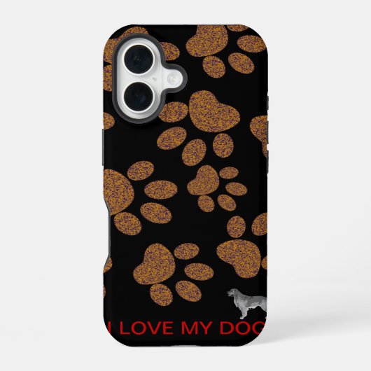 私は私の犬を愛します iPhone 16ケース (裏面)
