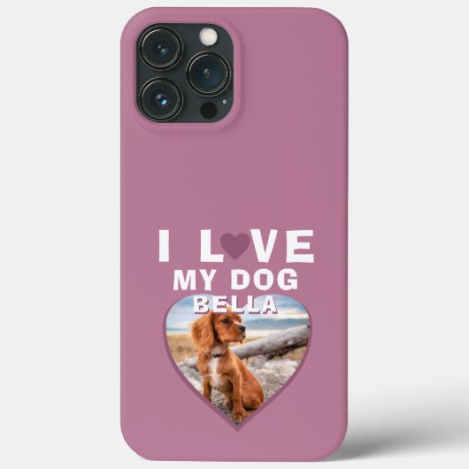 私は私の犬ピンクのハートペット名写真が大好き Case-Mate iPhoneケース (裏面)