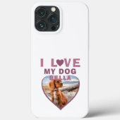 私は私の犬ピンクのハートペット名写真が大好き Case-Mate iPhoneケース (裏面)