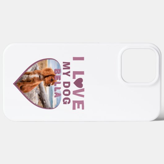 私は私の犬ピンクのハートペット名写真が大好き Case-Mate iPhoneケース (裏面 (横))