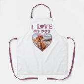 私は私の犬ピンクのハート写真ペット名が大好き エプロン (正面)