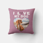 私は私の犬ピンクのハート写真ペット名が大好き クッション (裏面)