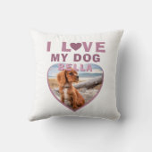 私は私の犬ピンクのハート写真ペット名が大好き クッション (裏面)