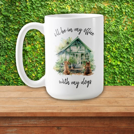私は私の犬園犬の恋人とオフィスに来る コーヒーマグカップ
