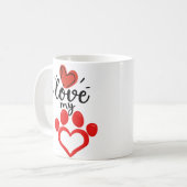 私は私の犬、バレンタインのコーヒーマグが大好き コーヒーマグカップ (正面左)